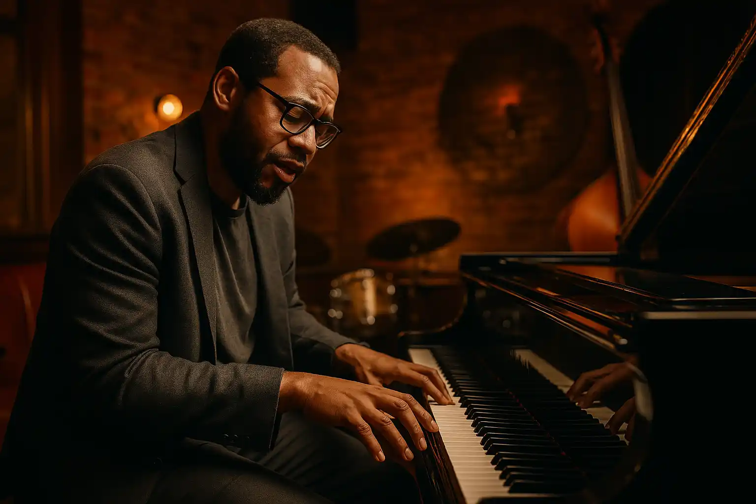 Un pianiste en train d'improviser sur scène